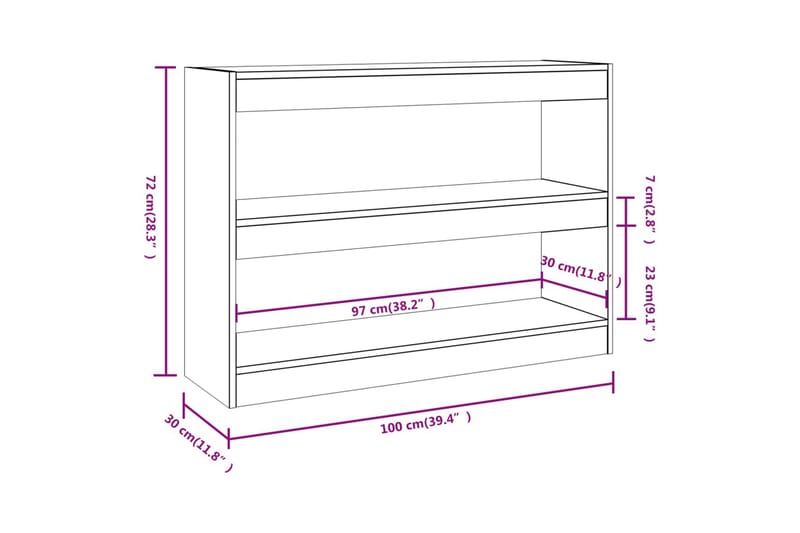 beBasic Bokhylla/Rumsavdelare svart 100x30x72 cm - Förvaring - Hyllor - Bokhylla