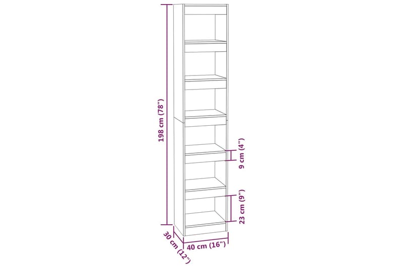 beBasic Bokhylla/rumsavdelare svart 40x30x198 cm - Förvaring - Hyllor - Bokhylla