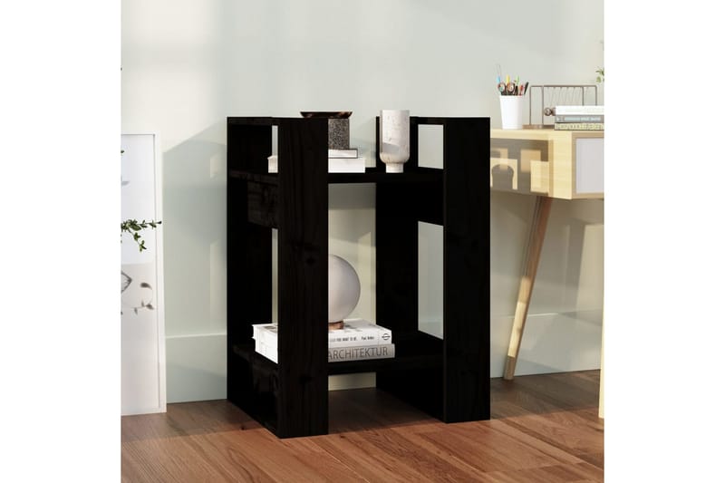 beBasic Bokhylla/rumsavdelare svart 41x35x57 cm massiv furu - Förvaring - Hyllor - Bokhylla