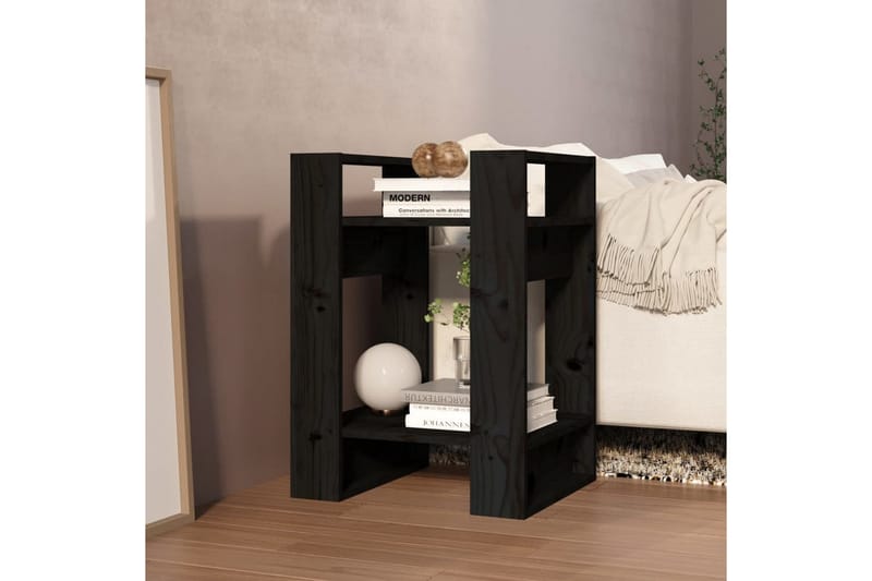 beBasic Bokhylla/rumsavdelare svart 41x35x57 cm massiv furu - Förvaring - Hyllor - Bokhylla