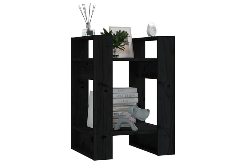 beBasic Bokhylla/rumsavdelare svart 41x35x57 cm massiv furu - Förvaring - Hyllor - Bokhylla