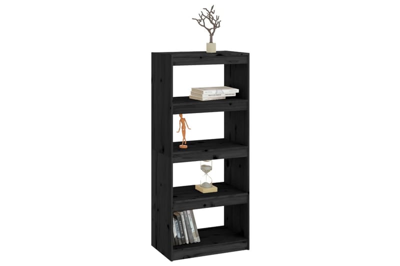 beBasic Bokhylla/rumsavdelare svart 60x30x135,5 cm massiv furu - Förvaring - Hyllor - Bokhylla