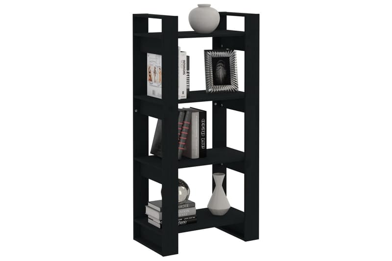 beBasic Bokhylla/Rumsavdelare svart 60x35x125 cm massiv furu - Förvaring - Hyllor - Bokhylla