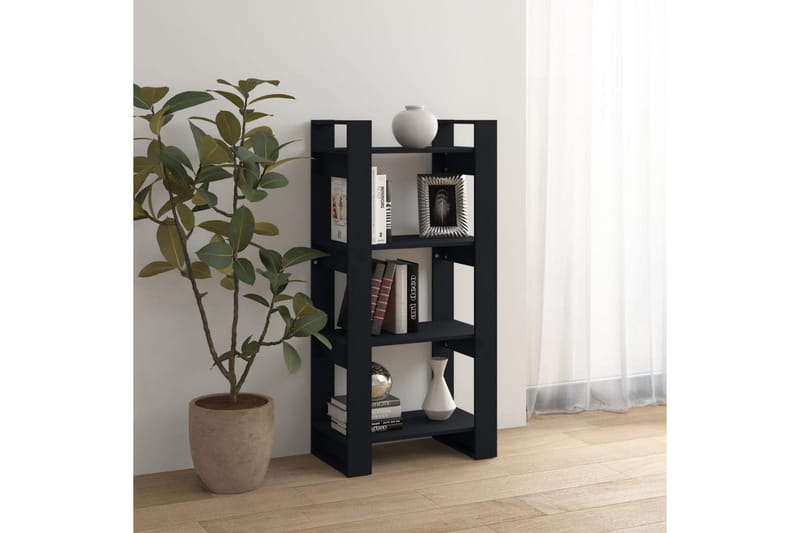 beBasic Bokhylla/Rumsavdelare svart 60x35x125 cm massiv furu - Förvaring - Hyllor - Bokhylla