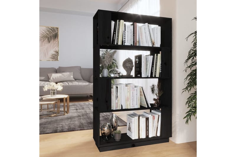 beBasic Bokhylla/rumsavdelare svart 80x25x132 cm massiv furu - Förvaring - Hyllor - Bokhylla