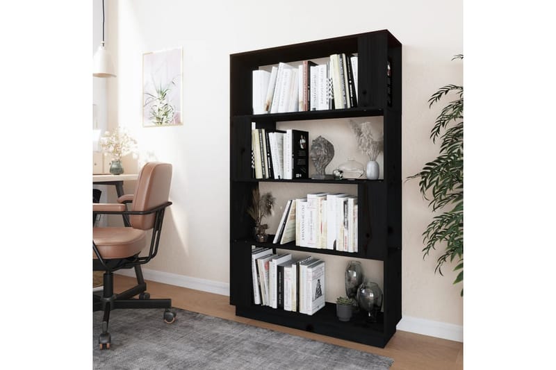 beBasic Bokhylla/rumsavdelare svart 80x25x132 cm massiv furu - Förvaring - Hyllor - Bokhylla