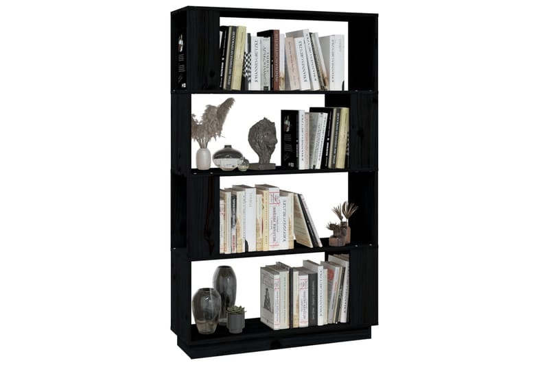 beBasic Bokhylla/rumsavdelare svart 80x25x132 cm massiv furu - Förvaring - Hyllor - Bokhylla