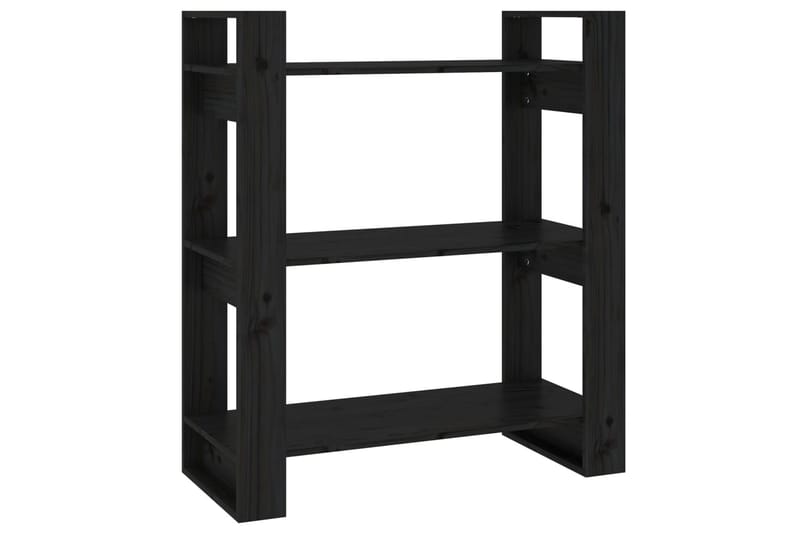 beBasic Bokhylla/rumsavdelare svart 80x35x91 cm massiv furu - Förvaring - Hyllor - Bokhylla