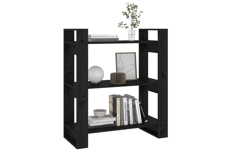 beBasic Bokhylla/rumsavdelare svart 80x35x91 cm massiv furu - Förvaring - Hyllor - Bokhylla