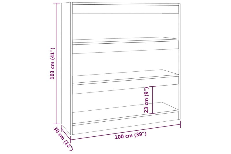 beBasic Bokhylla/rumsavdelare vit 100x30x103 cm - Förvaring - Hyllor - Bokhylla