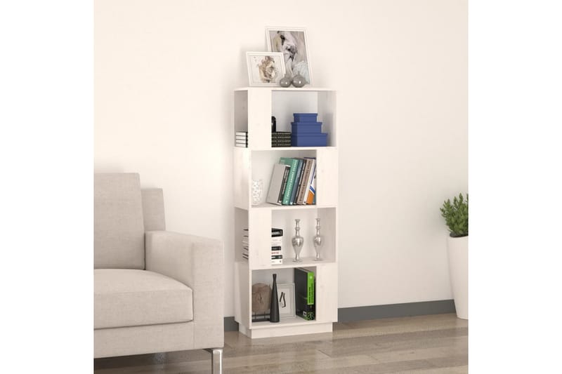 beBasic Bokhylla/rumsavdelare vit 51x25x132 cm massiv furu - Förvaring - Hyllor - Bokhylla