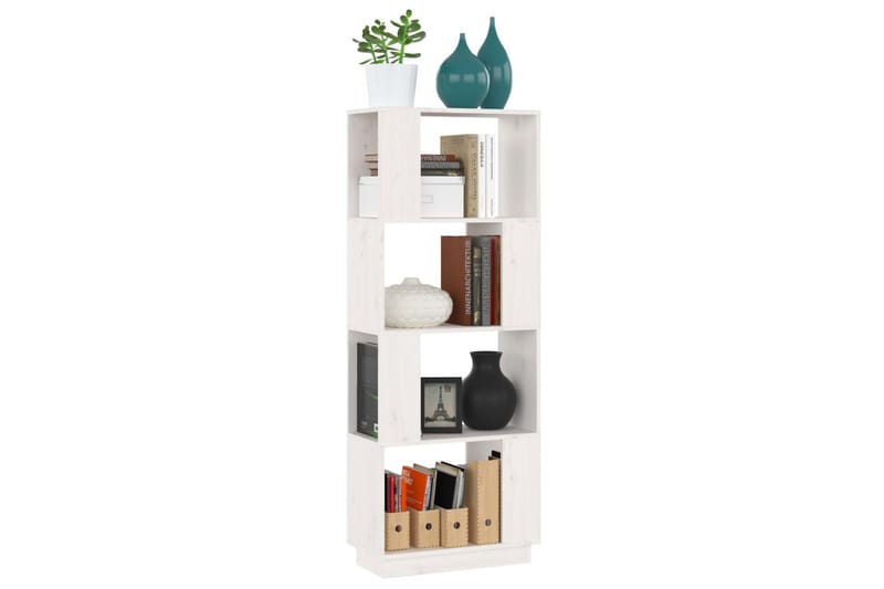 beBasic Bokhylla/rumsavdelare vit 51x25x132 cm massiv furu - Förvaring - Hyllor - Bokhylla