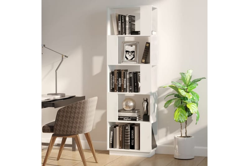 beBasic Bokhylla/rumsavdelare vit 51x25x163,5 cm massiv furu - Förvaring - Hyllor - Bokhylla