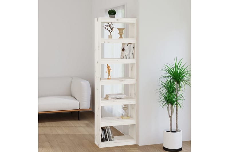 beBasic Bokhylla/rumsavdelare vit 60x30x199,5 cm massiv furu - Förvaring - Hyllor - Bokhylla
