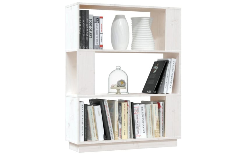 beBasic Bokhylla/rumsavdelare vit 80x25x101 cm massiv furu - Förvaring - Hyllor - Bokhylla