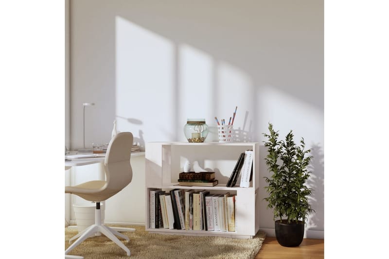 beBasic Bokhylla/rumsavdelare vit 80x25x70 cm massiv furu - Förvaring - Hyllor - Bokhylla