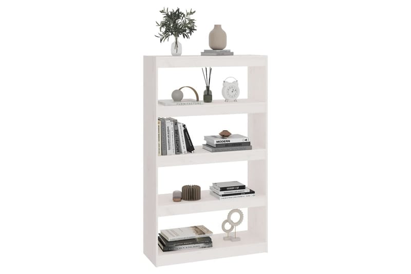 beBasic Bokhylla/rumsavdelare vit 80x30x135,5 cm massiv furu - Förvaring - Hyllor - Bokhylla