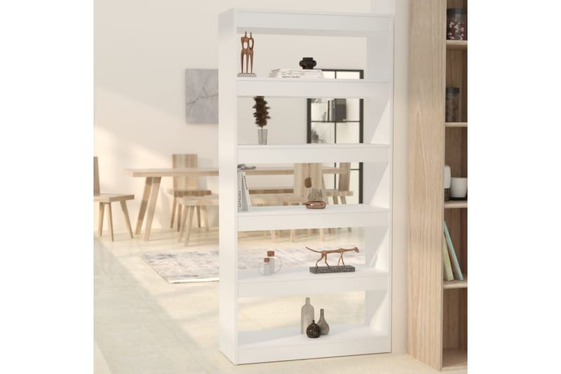 beBasic Bokhylla/rumsavdelare vit 80x30x166 cm konstruerat trä - Förvaring - Hyllor - Bokhylla