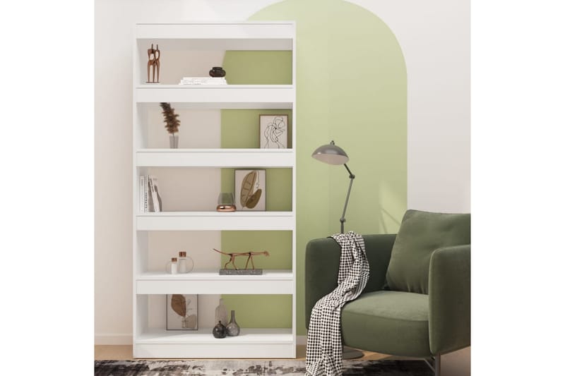 beBasic Bokhylla/rumsavdelare vit 80x30x166 cm konstruerat trä - Förvaring - Hyllor - Bokhylla