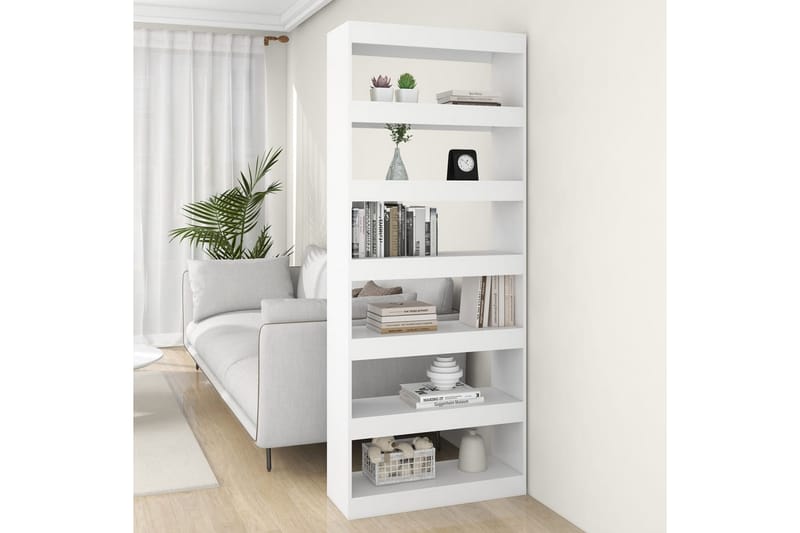 beBasic Bokhylla/rumsavdelare vit 80x30x198 cm konstruerat trä - Förvaring - Hyllor - Bokhylla
