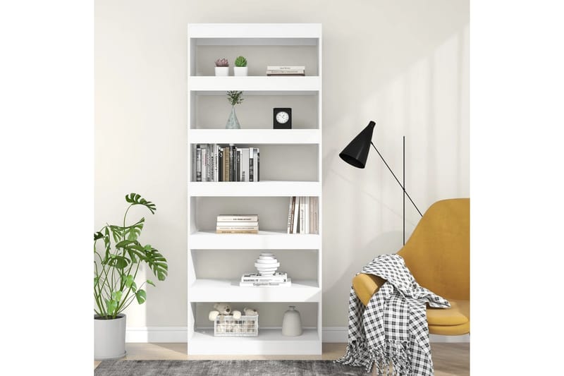 beBasic Bokhylla/rumsavdelare vit 80x30x198 cm konstruerat trä - Förvaring - Hyllor - Bokhylla