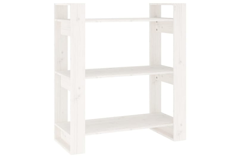 beBasic Bokhylla/rumsavdelare vit 80x35x91 cm massiv furu - Förvaring - Hyllor - Bokhylla