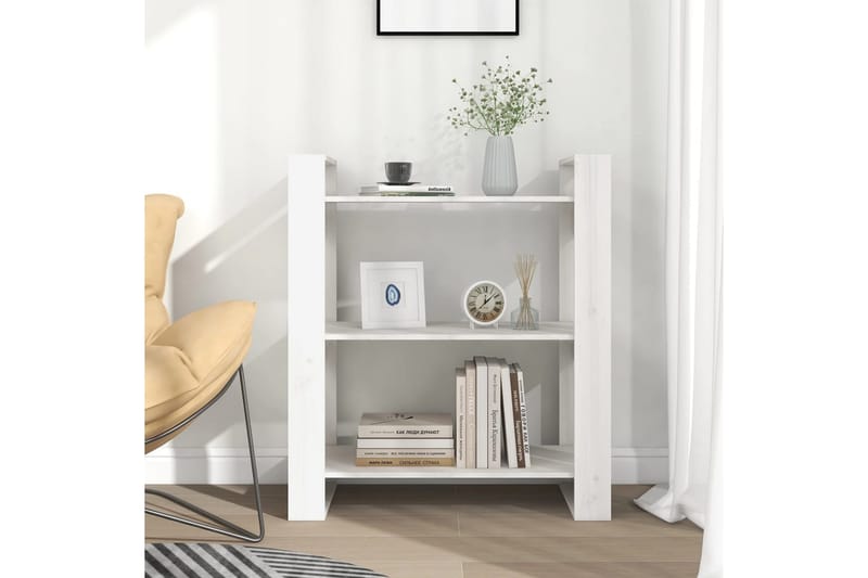 beBasic Bokhylla/rumsavdelare vit 80x35x91 cm massiv furu - Förvaring - Hyllor - Bokhylla