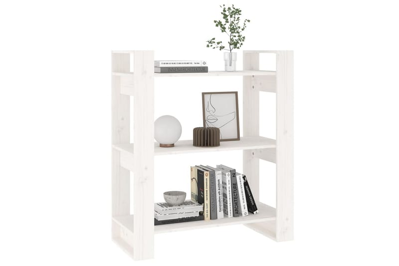 beBasic Bokhylla/rumsavdelare vit 80x35x91 cm massiv furu - Förvaring - Hyllor - Bokhylla