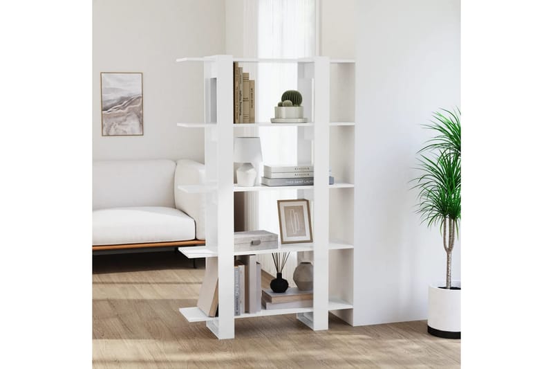 beBasic Bokhylla/rumsavdelare vit högglans 100x30x160 cm - Förvaring - Hyllor - Bokhylla