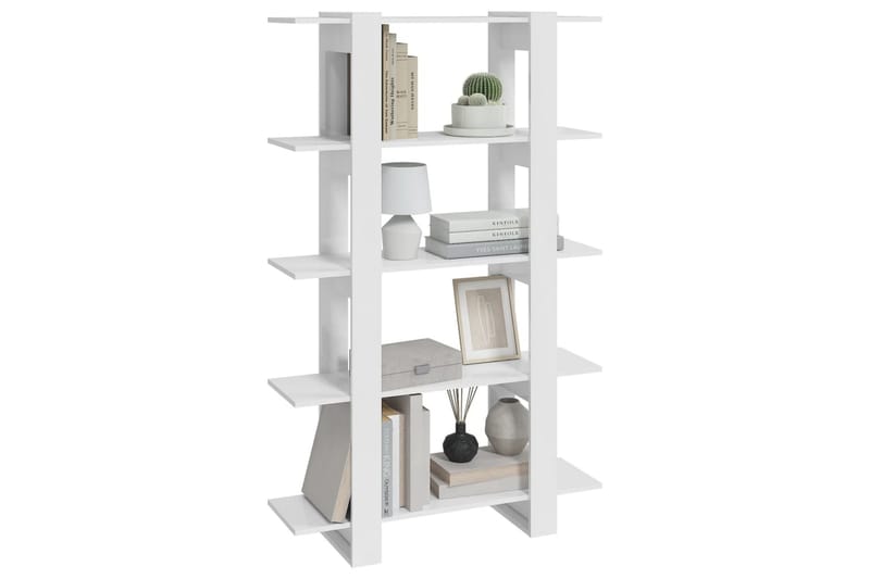 beBasic Bokhylla/rumsavdelare vit högglans 100x30x160 cm - Förvaring - Hyllor - Bokhylla