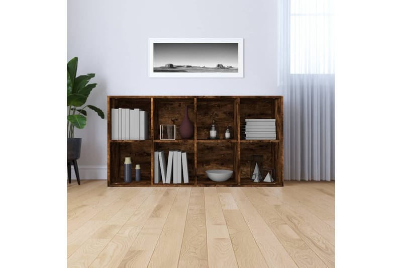 beBasic Bokhylla/skänk rökfärgad ek 66x30x130 cm konstruerat trä - Förvaring - Hyllor - Bokhylla