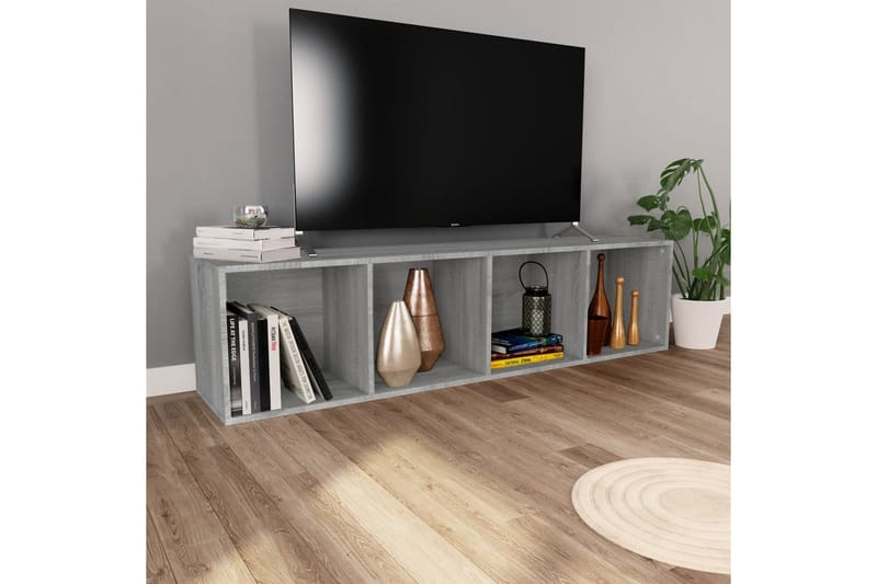 beBasic Bokhylla/tv-bänk Grå sonoma 36x30x143 cm konstruerat trä - Förvaring - Hyllor - Bokhylla