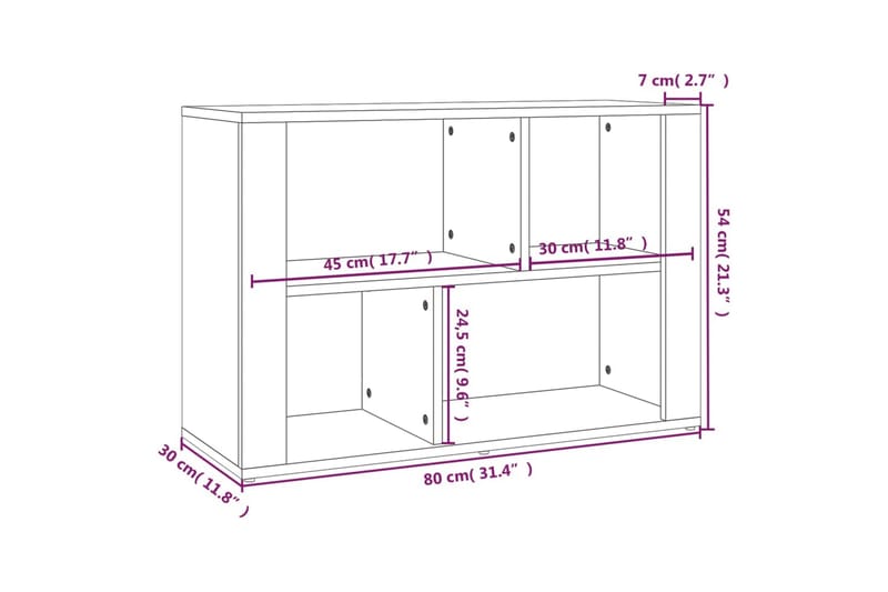 beBasic Förvaringshylla grå sonoma 80x30x54 cm konstruerat trä - Förvaring - Hyllor - Bokhylla