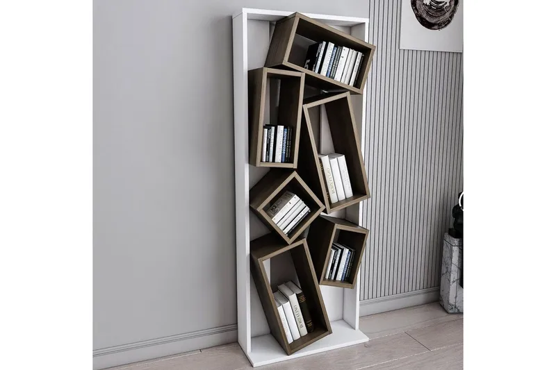 Bokhylla Bloemendal vit / valnöt - Brun/Vit - Förvaring - Hyllor - Bokhylla