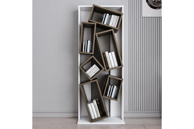 Bokhylla Bloemendal vit / valnöt - Brun/Vit - Förvaring - Hyllor - Bokhylla