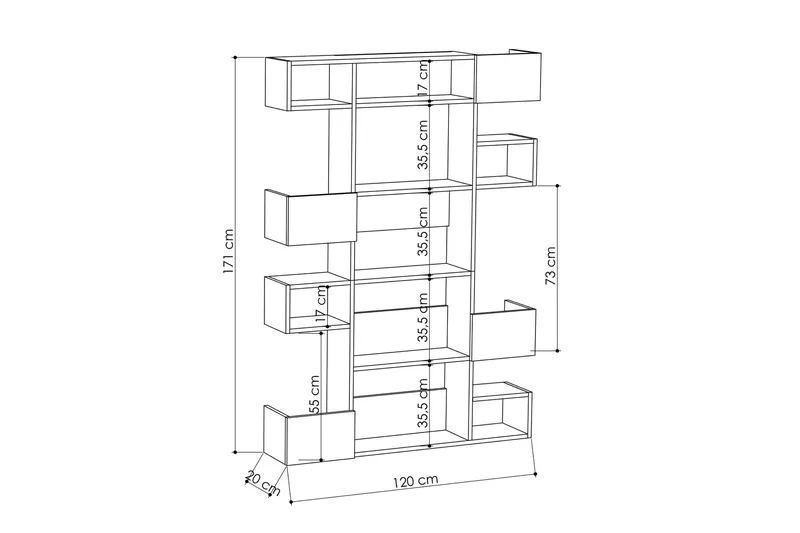 Bodsjö Bokhylla 120 cm - Brun/Grå - Förvaring - Hyllor - Bokhylla