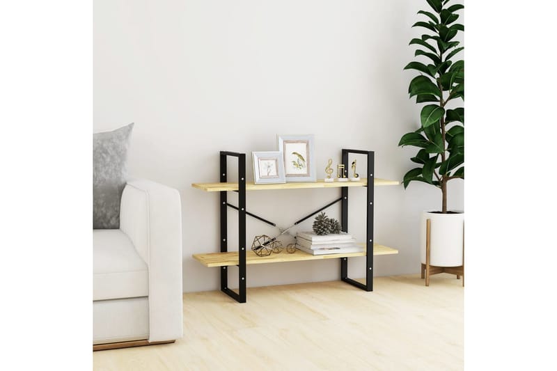 Bokhylla 2 hyllplan 100x30x70 cm massiv furu - Brun - Förvaring - Hyllor - Bokhylla
