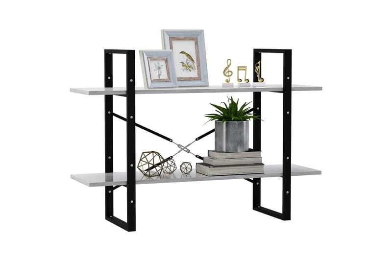 Bokhylla 2 hyllplan betonggrå 100x30x70 cm spånskiva - Betonggrå - Förvaring - Hyllor - Bokhylla