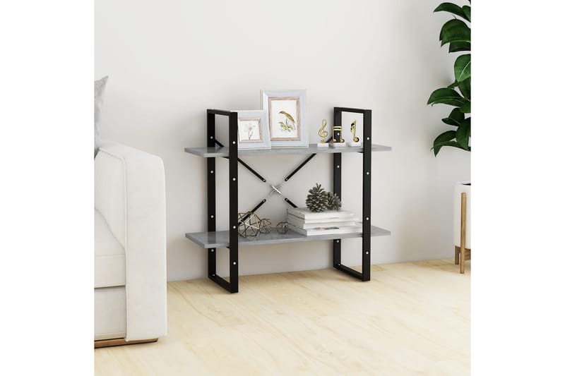 Bokhylla 2 hyllplan betonggrå 80x30x70 cm spånskiva - Betonggrå - Förvaring - Hyllor - Bokhylla