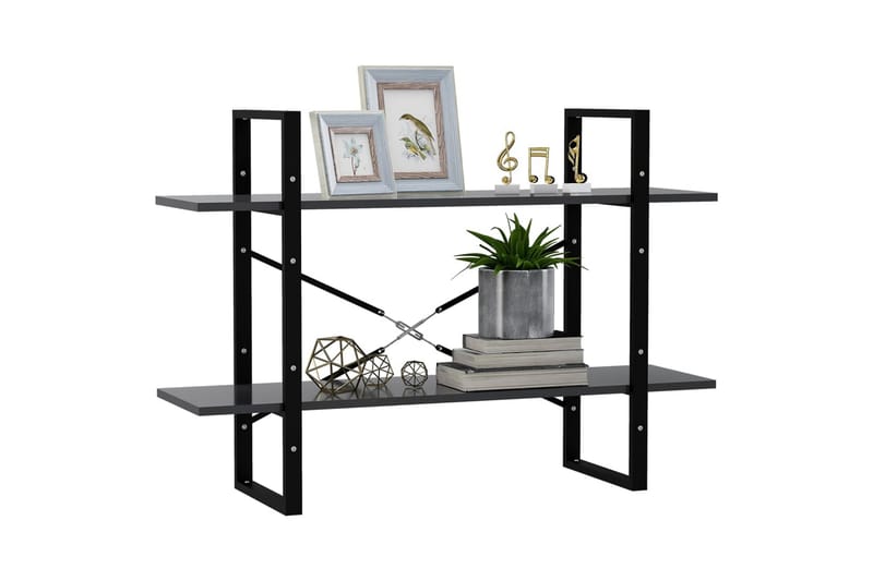 Bokhylla 2 hyllplan grå 100x30x70 cm spånskiva - Grå - Förvaring - Hyllor - Bokhylla