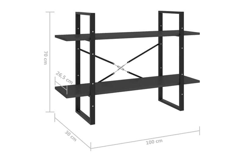 Bokhylla 2 hyllplan grå 100x30x70 cm spånskiva - Grå - Förvaring - Hyllor - Bokhylla