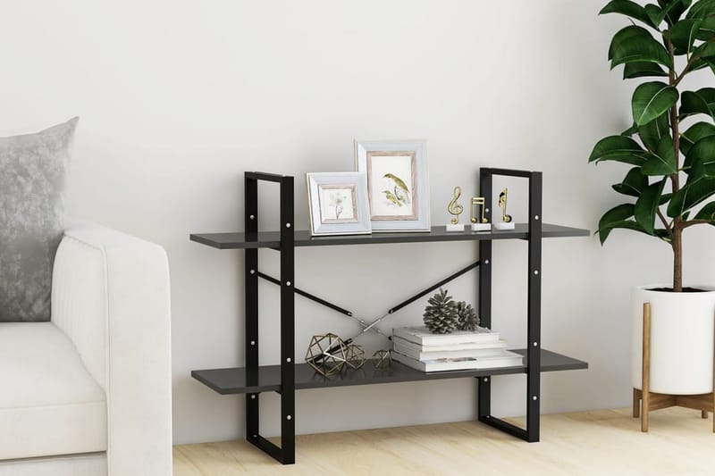Bokhylla 2 hyllplan grå 100x30x70 cm spånskiva - Grå - Förvaring - Hyllor - Bokhylla