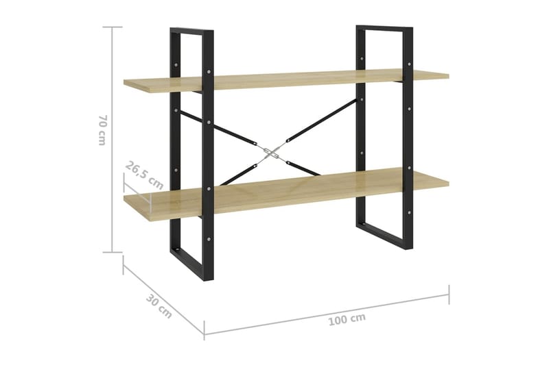 Bokhylla 2 hyllplan sonoma-ek 100x30x70 cm spånskiva - Ek - Förvaring - Hyllor - Bokhylla