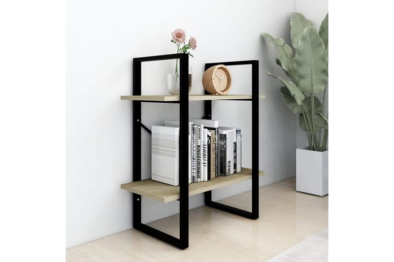 Bokhylla 2 hyllplan sonoma-ek 60x30x70 cm spånskiva - Brun - Förvaring - Hyllor - Bokhylla
