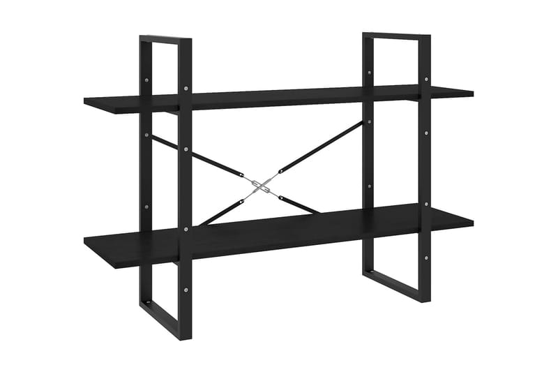 Bokhylla 2 hyllplan svart 100x30x70 cm massiv furu - Svart - Förvaring - Hyllor - Bokhylla
