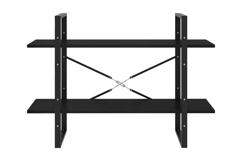 Bokhylla 2 hyllplan svart 100x30x70 cm massiv furu - Svart - Förvaring - Hyllor - Bokhylla