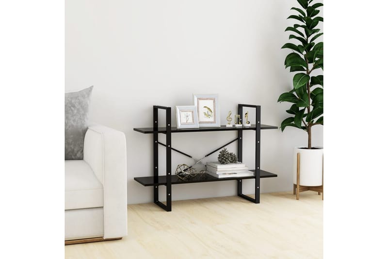 Bokhylla 2 hyllplan svart 100x30x70 cm spånskiva - Svart - Förvaring - Hyllor - Bokhylla