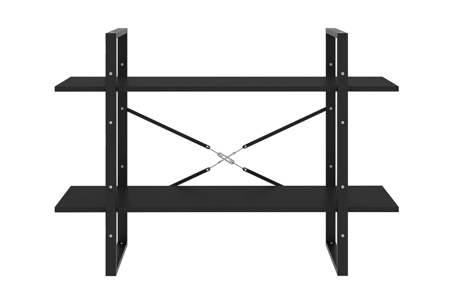 Bokhylla 2 hyllplan svart 100x30x70 cm spånskiva - Svart - Förvaring - Hyllor - Bokhylla