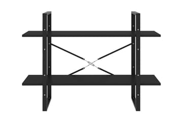 Bokhylla 2 hyllplan svart 100x30x70 cm spånskiva - Svart - Förvaring - Hyllor - Bokhylla