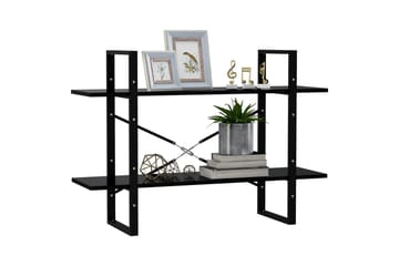 Bokhylla 2 hyllplan svart 100x30x70 cm spånskiva - Svart - Förvaring - Hyllor - Bokhylla